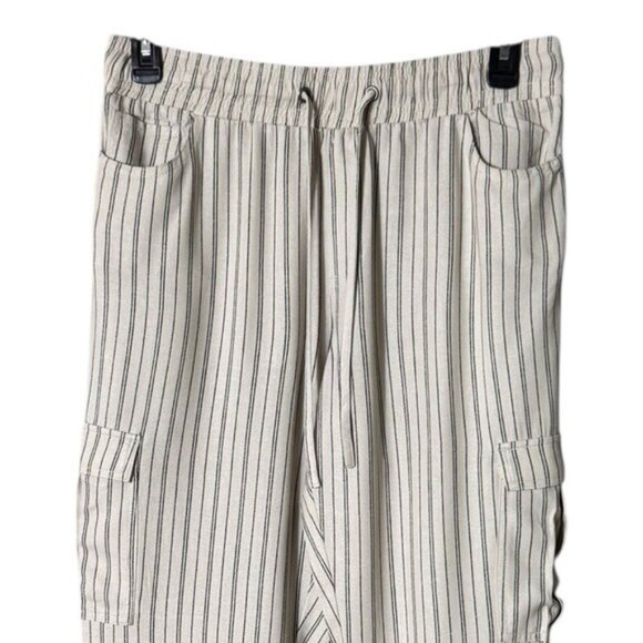 Happily Grey Womens Convertible Cargo Pants Large Linen Beachy Bohemian Lagom - Picture 2 of 8